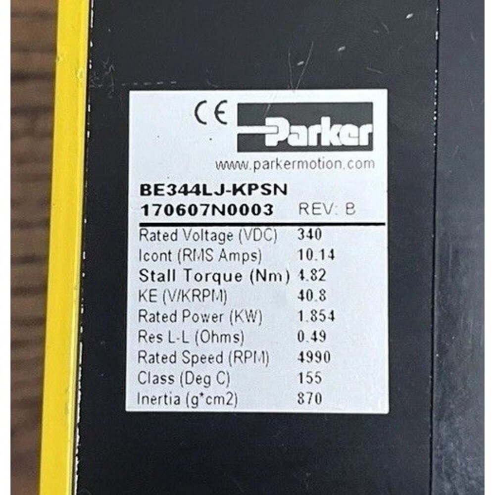 Parker BE344LJ-KPSN Servo Motor NEMA 34 1.854kW 230V 340V 4.82Nm New Open Box